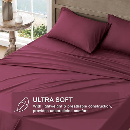 FreshCulture Queen Sheet Set - Ultra Soft Sheets for Queen Size Bed - 4 Pieces Hotel Luxury Queen Bed Sheets