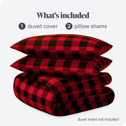 Bare Home Flannel Duvet Cover Set - Full/Queen - 100% Cotton, Velvety Soft Heavyweight Premium Flannel, Double Brushed