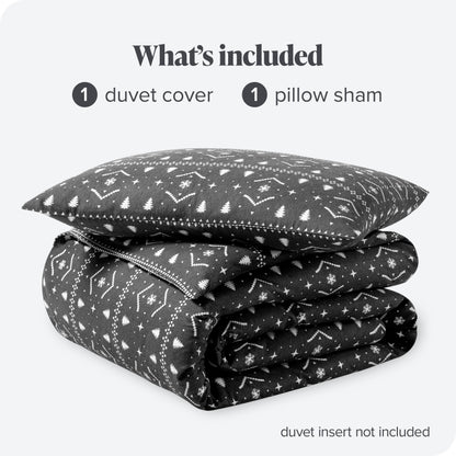 Bare Home Flannel Duvet Cover Set - Full/Queen - 100% Cotton, Velvety Soft Heavyweight Premium Flannel, Double Brushed