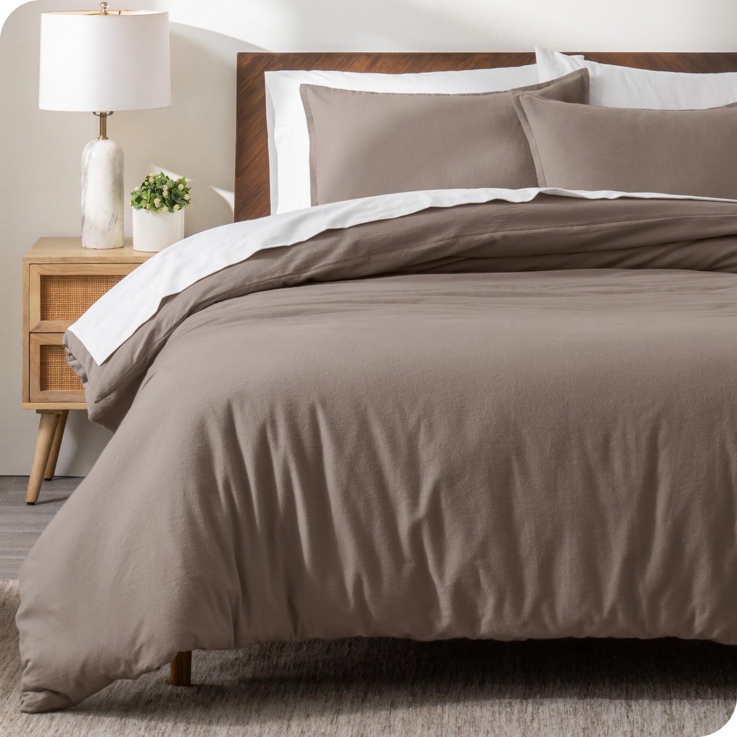 Bare Home Flannel Duvet Cover Set - Full/Queen - 100% Cotton, Velvety Soft Heavyweight Premium Flannel, Double Brushed