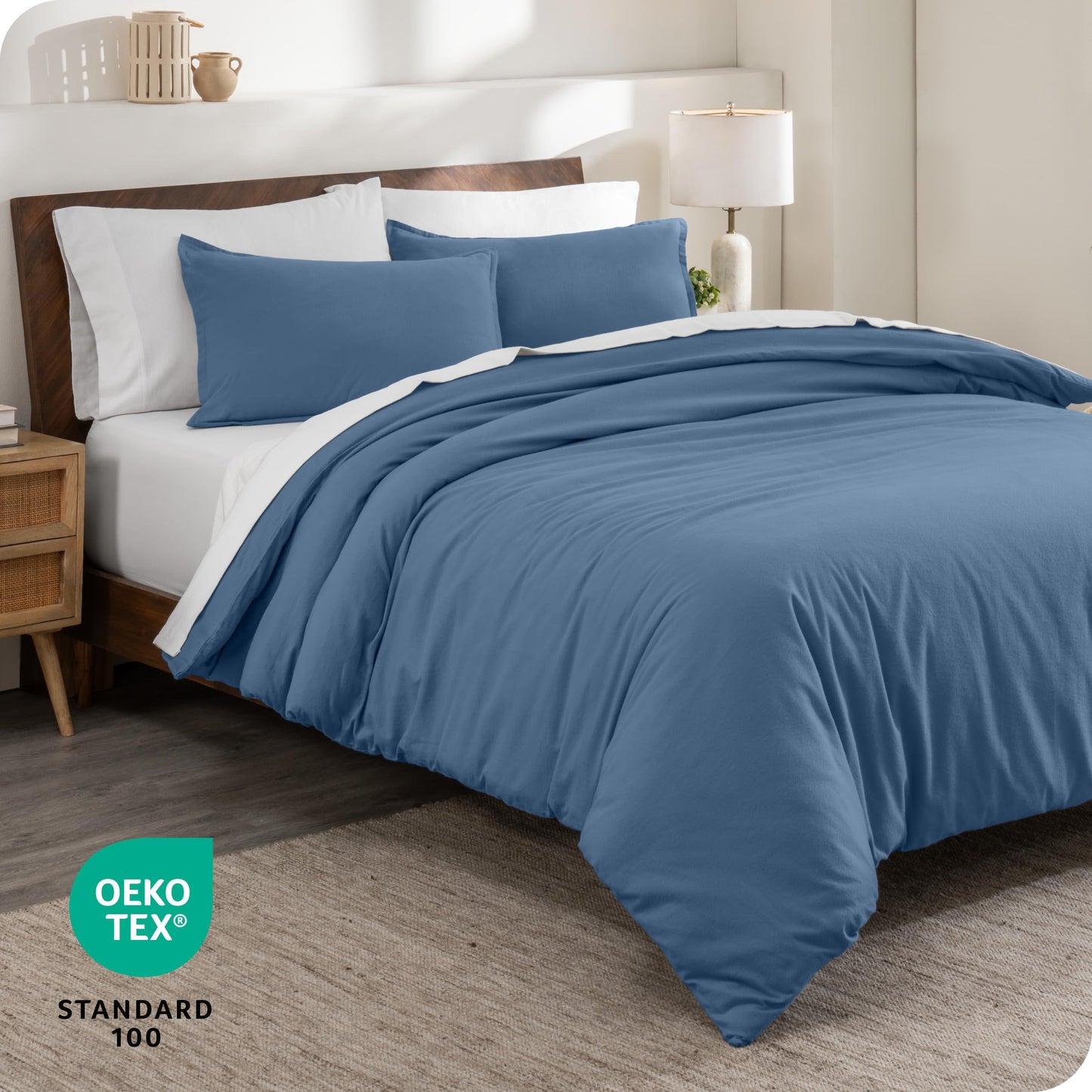 Bare Home Flannel Duvet Cover Set - Full/Queen - 100% Cotton, Velvety Soft Heavyweight Premium Flannel, Double Brushed