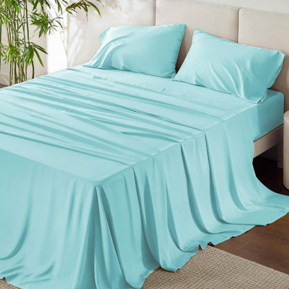 Bedsure King Size Sheet Set, Cooling Sheets King, Deep Pocket Up to 16", Hotel Luxury Silky Bedding Sheets & Pillowcases
