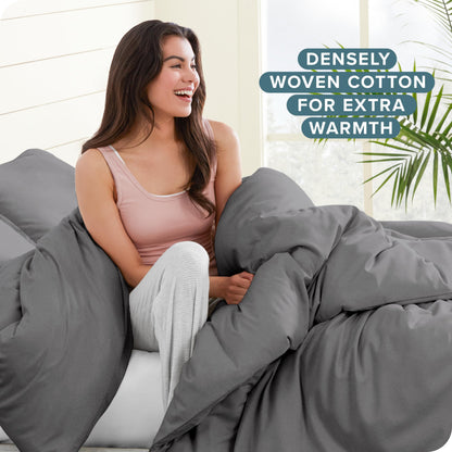 Bare Home Flannel Duvet Cover Set - Full/Queen - 100% Cotton, Velvety Soft Heavyweight Premium Flannel, Double Brushed