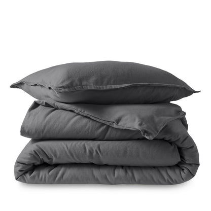 Bare Home Flannel Duvet Cover Set - Full/Queen - 100% Cotton, Velvety Soft Heavyweight Premium Flannel, Double Brushed