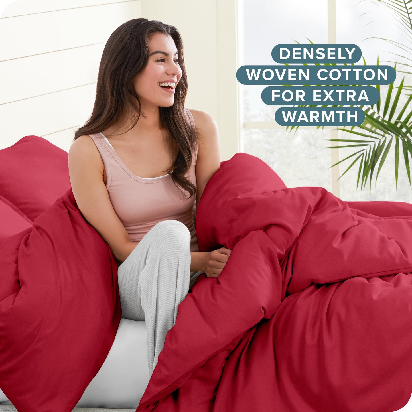 Bare Home Flannel Duvet Cover Set - Full/Queen - 100% Cotton, Velvety Soft Heavyweight Premium Flannel, Double Brushed