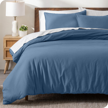 Bare Home Flannel Duvet Cover Set - Full/Queen - 100% Cotton, Velvety Soft Heavyweight Premium Flannel, Double Brushed