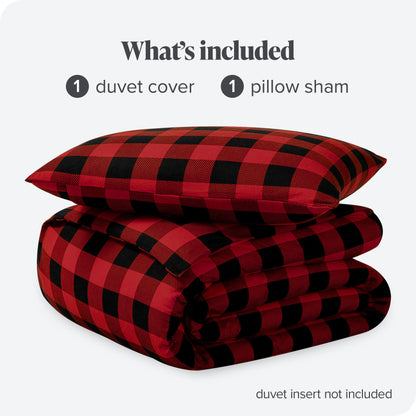 Bare Home Flannel Duvet Cover Set - Full/Queen - 100% Cotton, Velvety Soft Heavyweight Premium Flannel, Double Brushed