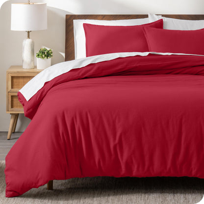 Bare Home Flannel Duvet Cover Set - Full/Queen - 100% Cotton, Velvety Soft Heavyweight Premium Flannel, Double Brushed