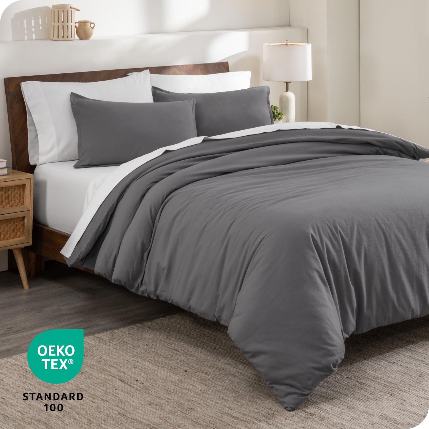 Bare Home Flannel Duvet Cover Set - Full/Queen - 100% Cotton, Velvety Soft Heavyweight Premium Flannel, Double Brushed