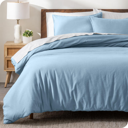 Bare Home Flannel Duvet Cover Set - Full/Queen - 100% Cotton, Velvety Soft Heavyweight Premium Flannel, Double Brushed