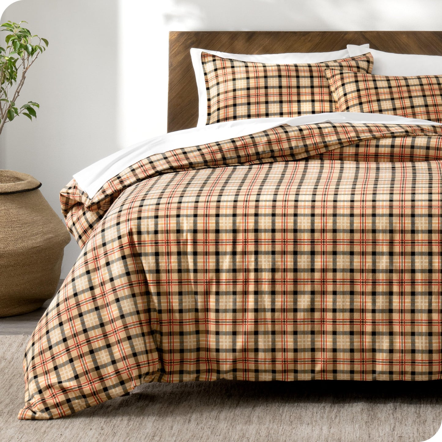 Bare Home Flannel Duvet Cover Set - Full/Queen - 100% Cotton, Velvety Soft Heavyweight Premium Flannel, Double Brushed