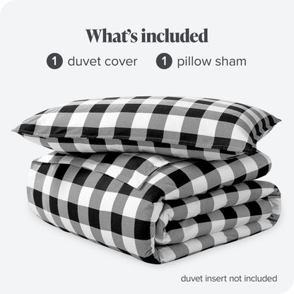 Bare Home Flannel Duvet Cover Set - Full/Queen - 100% Cotton, Velvety Soft Heavyweight Premium Flannel, Double Brushed