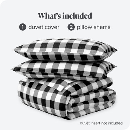 Bare Home Flannel Duvet Cover Set - Full/Queen - 100% Cotton, Velvety Soft Heavyweight Premium Flannel, Double Brushed