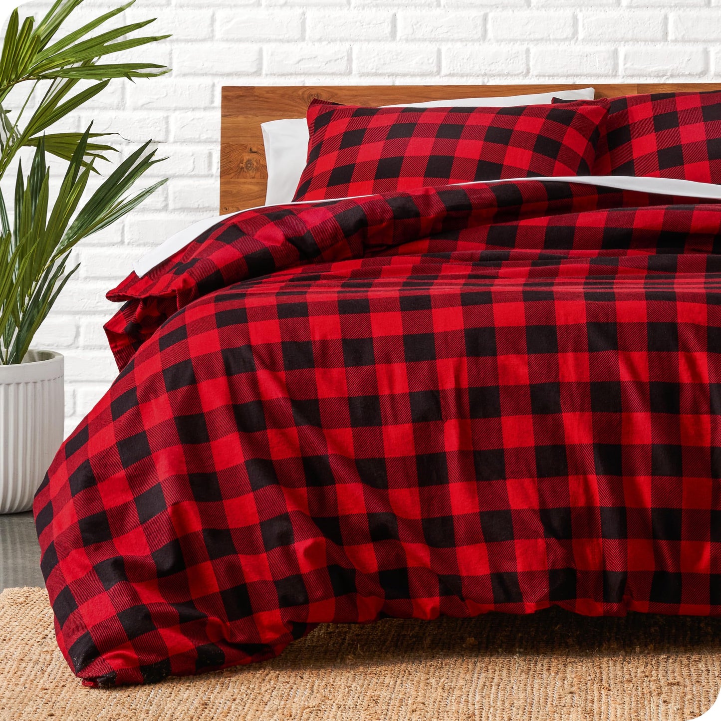 Bare Home Flannel Duvet Cover Set - Full/Queen - 100% Cotton, Velvety Soft Heavyweight Premium Flannel, Double Brushed