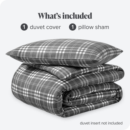 Bare Home Flannel Duvet Cover Set - Full/Queen - 100% Cotton, Velvety Soft Heavyweight Premium Flannel, Double Brushed