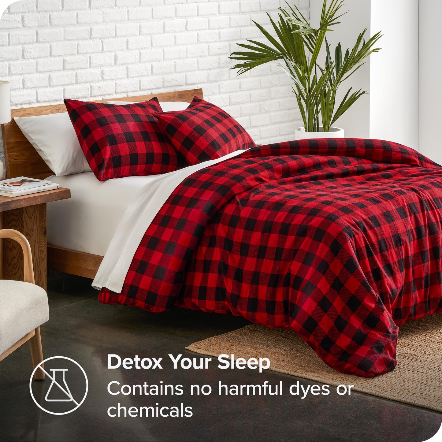 Bare Home Flannel Duvet Cover Set - Full/Queen - 100% Cotton, Velvety Soft Heavyweight Premium Flannel, Double Brushed