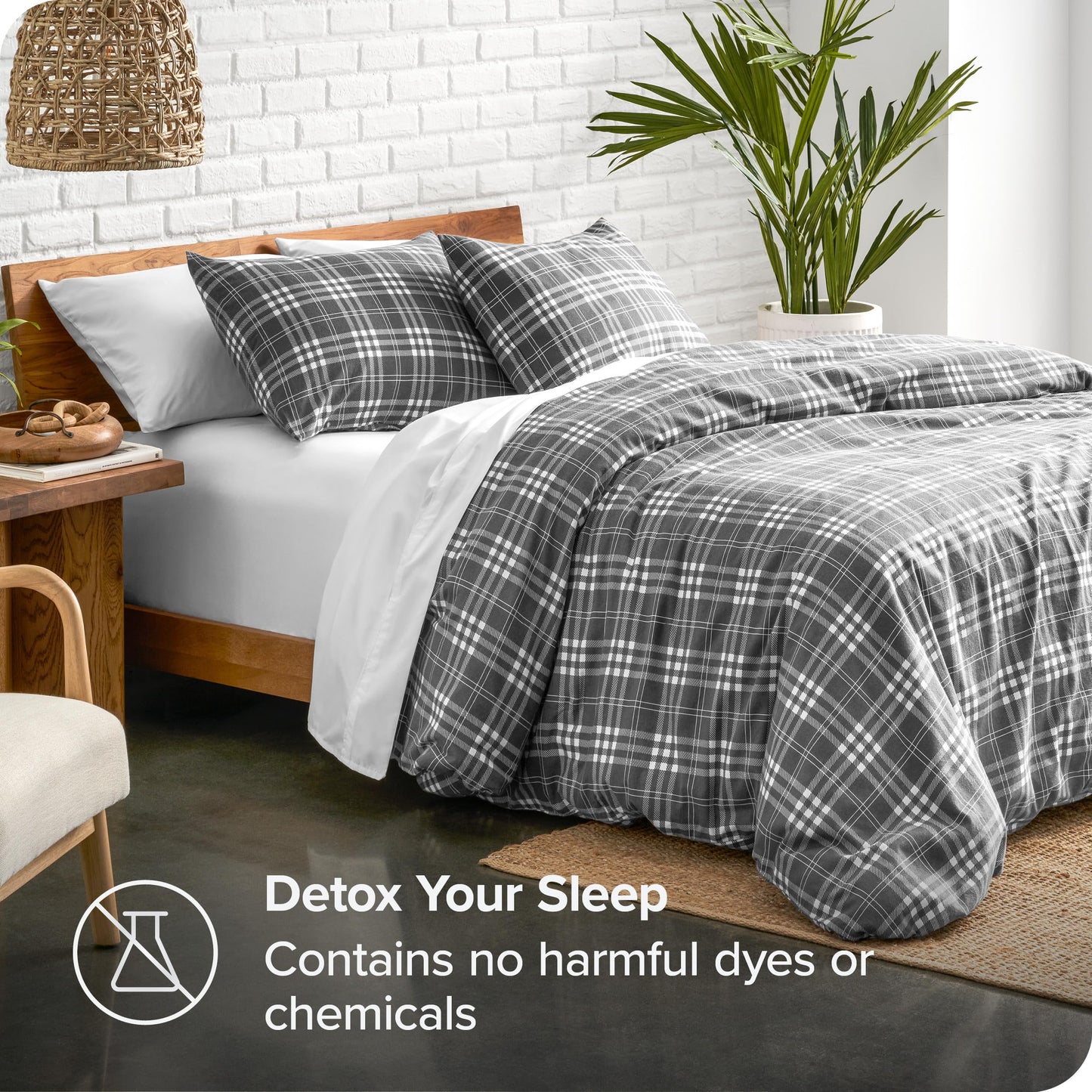 Bare Home Flannel Duvet Cover Set - Full/Queen - 100% Cotton, Velvety Soft Heavyweight Premium Flannel, Double Brushed