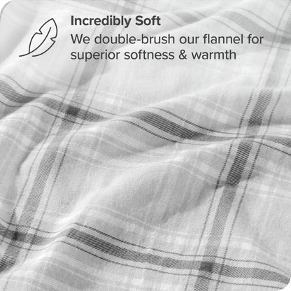 Bare Home Flannel Duvet Cover Set - Full/Queen - 100% Cotton, Velvety Soft Heavyweight Premium Flannel, Double Brushed