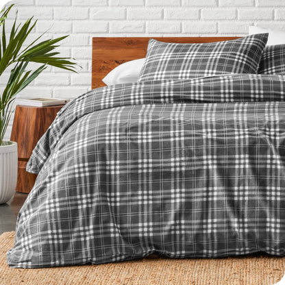 Bare Home Flannel Duvet Cover Set - Full/Queen - 100% Cotton, Velvety Soft Heavyweight Premium Flannel, Double Brushed