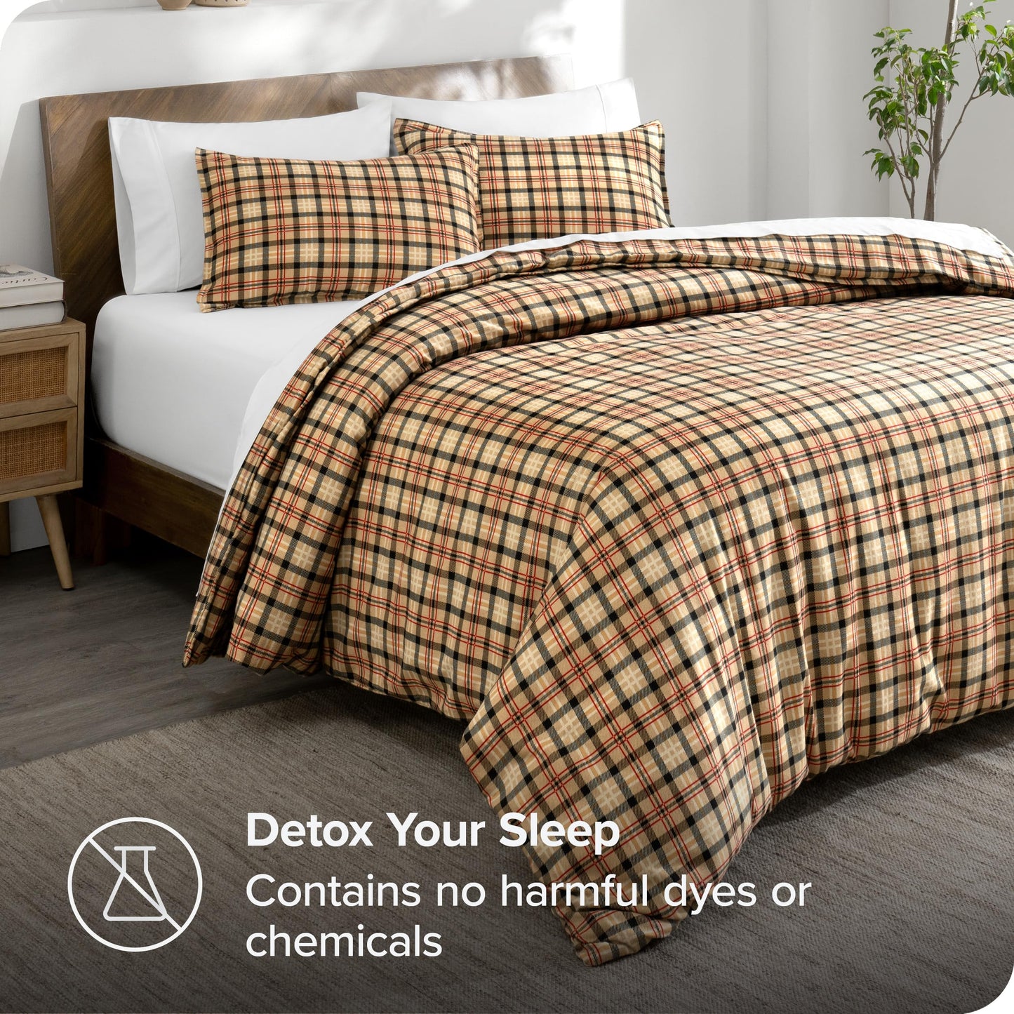 Bare Home Flannel Duvet Cover Set - Full/Queen - 100% Cotton, Velvety Soft Heavyweight Premium Flannel, Double Brushed